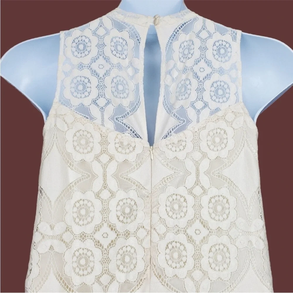 Anthropologie Floreat Manon sleeveless ivory lace shift dress size 6 - Picture 4 of 7
